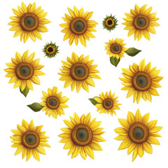 AI Image A vivid garden of sunflowers in full bloom against a stark black background creating a
