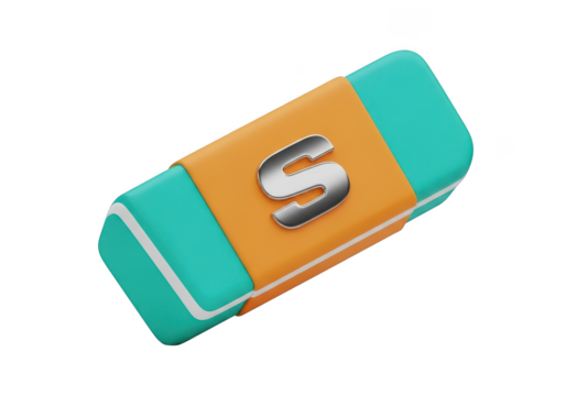 Eraser with s logo isolated on transparent background