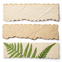 ripped element set of torn paper edges isolated with clipping path on white background. torn paper texture, ripped of paper designs and jagged paper edges create a raw, artistic ...