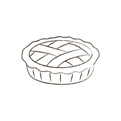 line vector illustration of an apple pie. hand drawn autumn dessert. cozy fall pie. a berry pie. 