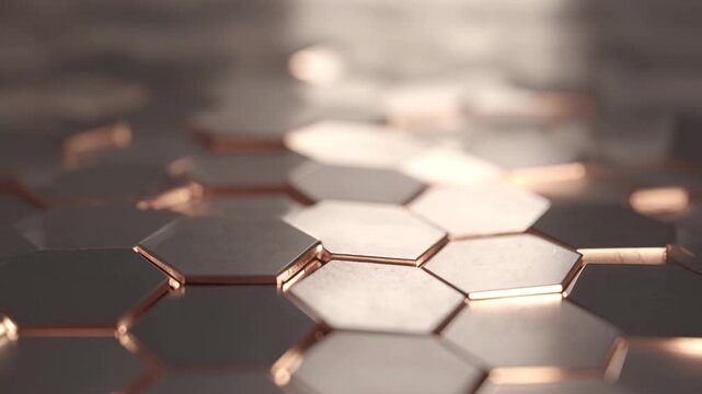 abstract technology background, golden hexagon
