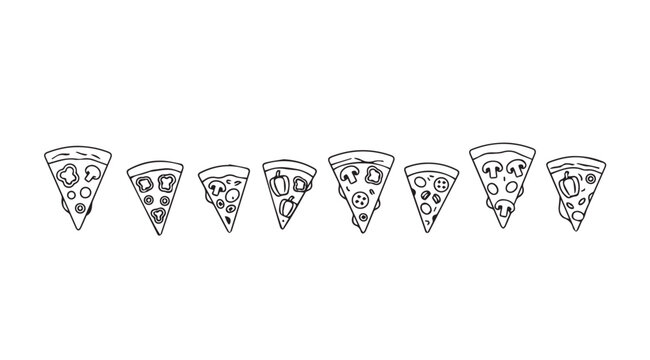 Hand drawn sketch style pizza slices isolated on for food designs vector