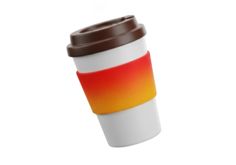 Coffee cup with gradient band isolated on transparent background