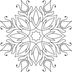 Black and white mandala vector isolated on white. Vector hand drawn circular decorative element.