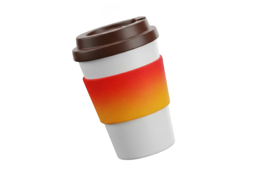 Coffee cup with gradient band isolated on transparent background