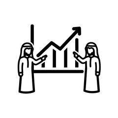 Business people discussing financial growth and market analysis with graph.