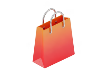 Orange and red gradient shopping bag isolated on transparent background