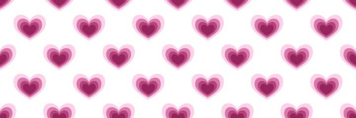 Pink layered heart seamless pattern on white background. Romantic love heart design for Valentine’s Day, wedding, or romantic decoration. Cute heart mother's day, women's day background.