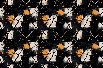 Ink Splatter Art: A dynamic abstract pattern of ink splatters and branch accents, an artistic explosion that adds a touch of artistic expression and modern charm.
