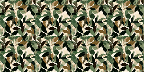 Elegant Leaf Pattern Design: An artistic and rhythmic pattern with varied leaf forms showcases a blend of natural elegance and sophisticated design aesthetic.