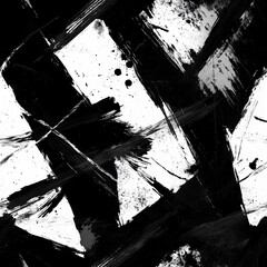 Brushstroke Art: A dynamic black and white abstract composition of bold brushstrokes creates a striking visual contrast, embodying movement and artistic expression. 