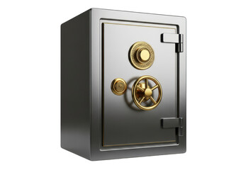 Silver and gold safe isolated on transparent background