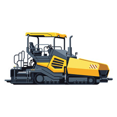 Flat Design Heavy Asphalt Paver Machine Road Construction Vehicle Illustration