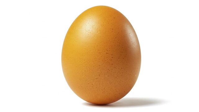 A single brown egg, isolated on a pristine white background. Clean studio shot highlighting natural texture and warm organic tones. Ideal for healthy food, cooking, baking, breakfast, or advertising u