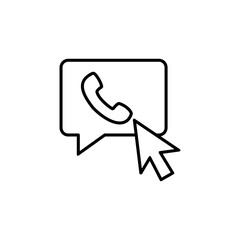 Fototapeta premium Vector art of phone icon in a speech bubble with a cursor pointing to it