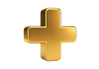 Fototapeta premium Golden plus sign isolated on transparent background