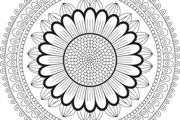 Circular Mandala Sunflower – Simple and Elegant Line Art