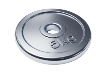 Shiny metal weight plate isolated on transparent background