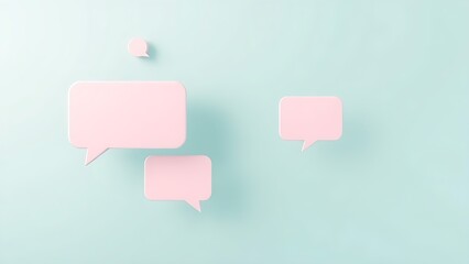 Modern feedback concept with floating speech bubble shapes on a soft gradient background.