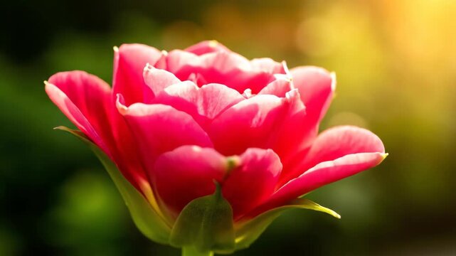 Vibrant Pink Flower Blooming in Garden - Close-up Shot with Natural Sunlight 4K