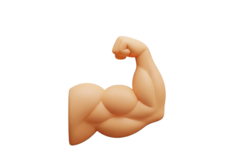 3d flexed arm emoji isolated on transparent background