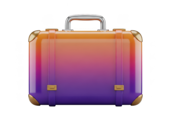 Gradient suitcase isolated on transparent background