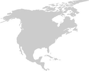 Gray vector world map illustration. North America continent on transparent background. Showcasing a global perspective with clear outlines for educational and design purposes