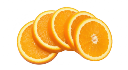Four Slices of Fresh Orange Fruit Arranged 