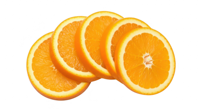 Four Slices of Fresh Orange Fruit Arranged 