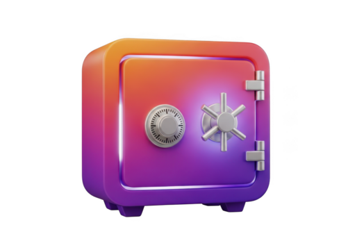 3d render of a modern safe with gradient colors isolated on transparent background - Powered by Adobe