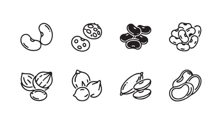 Collection of hand-drawn seed and bean varieties for healthy eating and cooking vector