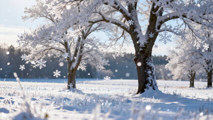 Fototapeta premium Snowy Trees Winter Landscape