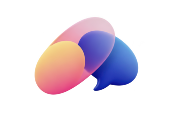 Abstract 3d shapes with gradient colors isolated on transparent background