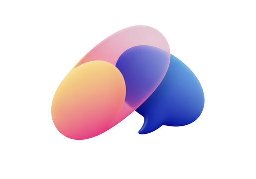 Abstract 3d shapes with gradient colors isolated on transparent background