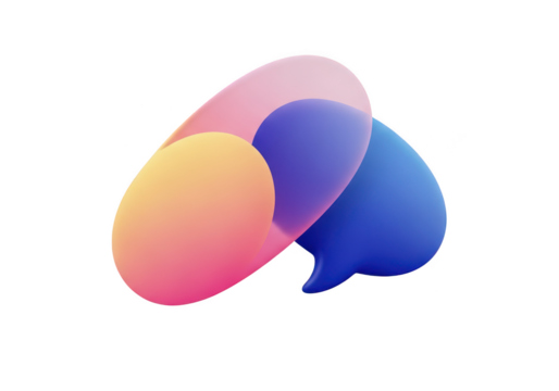 Abstract 3d shapes with gradient colors isolated on transparent background