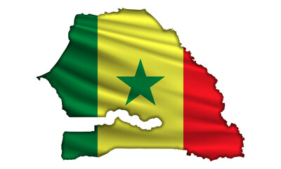 Flag Senegal in the form of a map