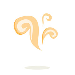 Minimalist cartoon vector illustration of a yellow wind icon symbol representing air or movement. Clip art for weather, energy, and environmental design projects