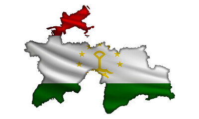 Flag Tajikistan in the form of a map