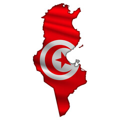 Flag Tunisia in the form of a map