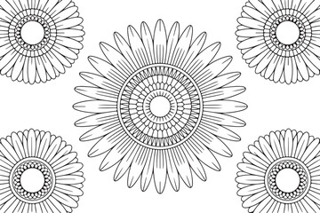 Layered Sunflower Bouquet Mandala – Intricate Botanical Coloring Page