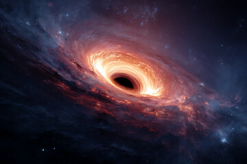 Obraz premium Trou noir en accrétion entouré d'un disque interne de gaz chaud