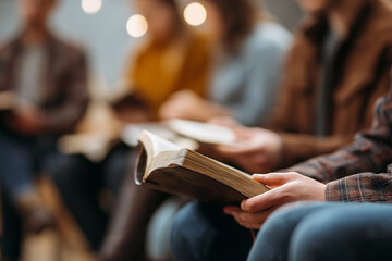 Group Bible study session with open scriptures