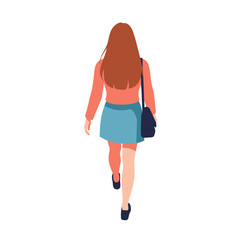 Illustration of a woman walking away with a purse.