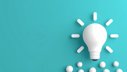 Creative Idea - Light Bulb with Pills on Blue Background.