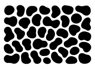 Vector black irregular shapes arranged in a grid pattern on a transparent background