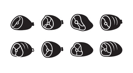 Set of hand drawn meat cuts icons meat butcher shop food service culinary icons black and white vector