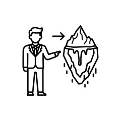 Business man pointing at iceberg business concept risk management.