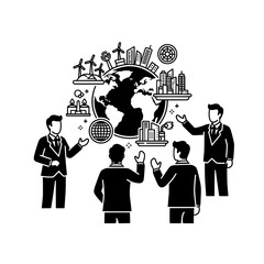 Business people and global environment concept illustration.