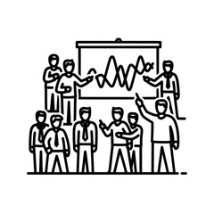 Business presentation with people and a graph on a whiteboard 1.