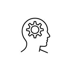 Vector art of silhouette of a human head with a gear inside